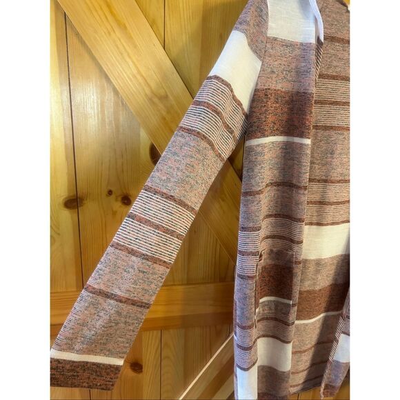 Entro Women’s Open Front Hooded Lightweight Cardigan Orange Cream Size Small (57 - Picture 2 of 5